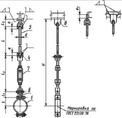 Подвеска с одной тягой, регулируемая талрепом (тип ПТ) 2